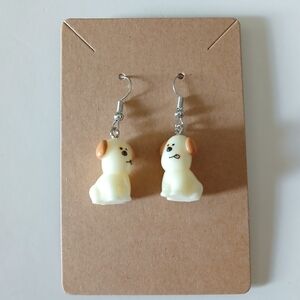 Fashion Jewelry Cream and Brown Dog Earrings